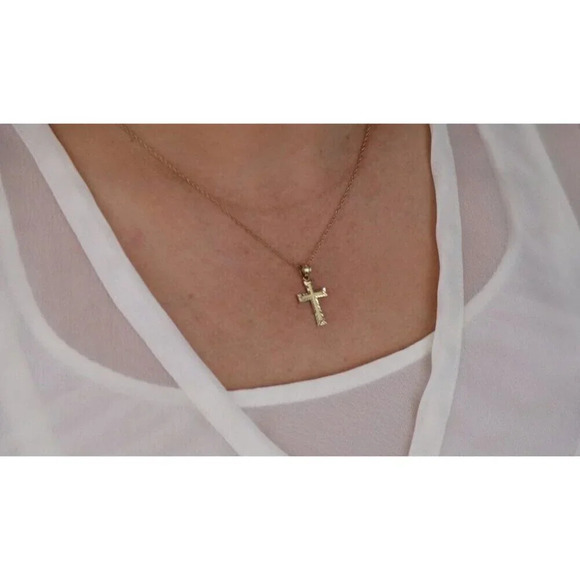 Pendant Only 14k Yellow Gold Cross Pendant - Picture 4 of 4